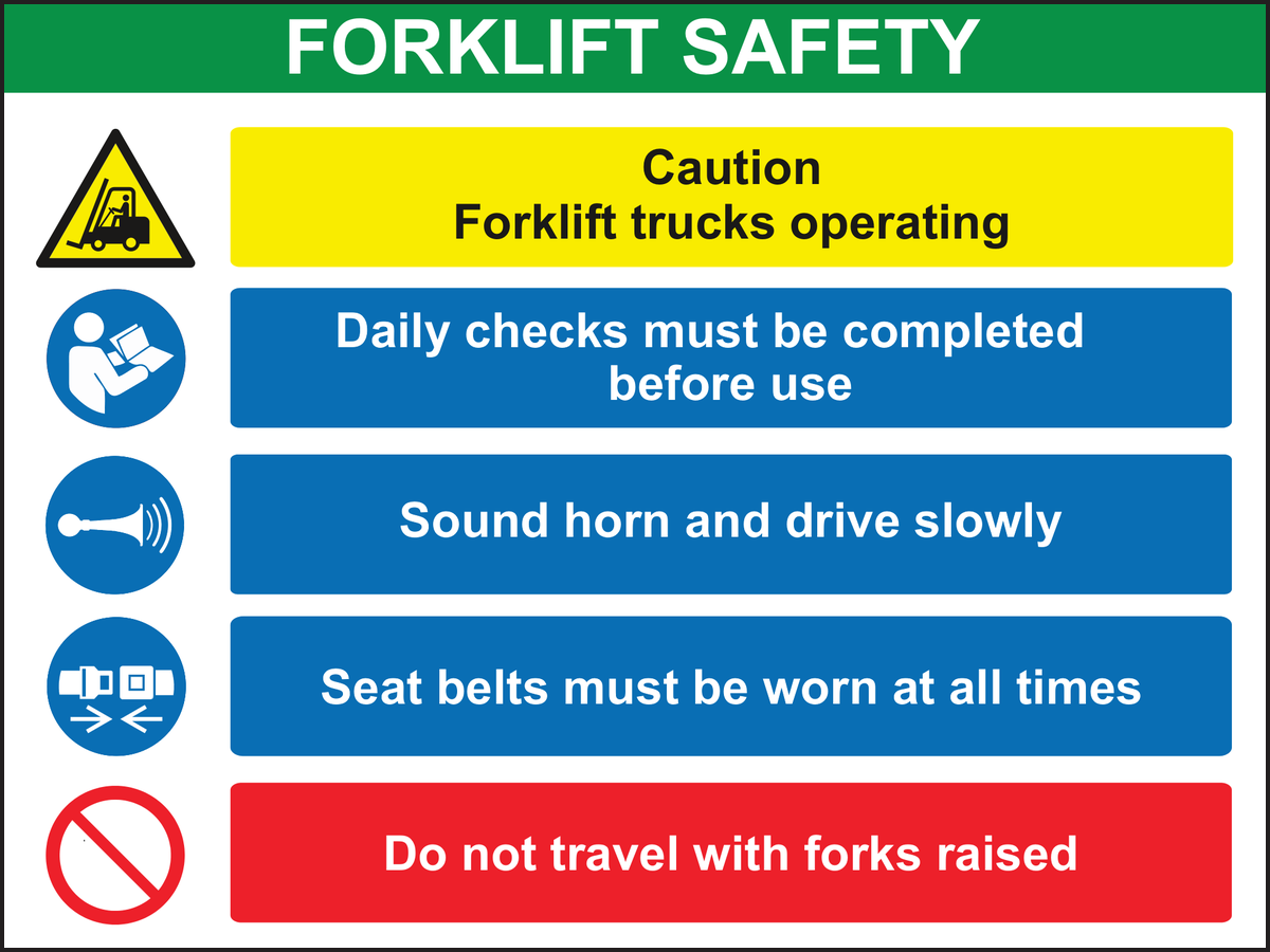 Forklift safety sign