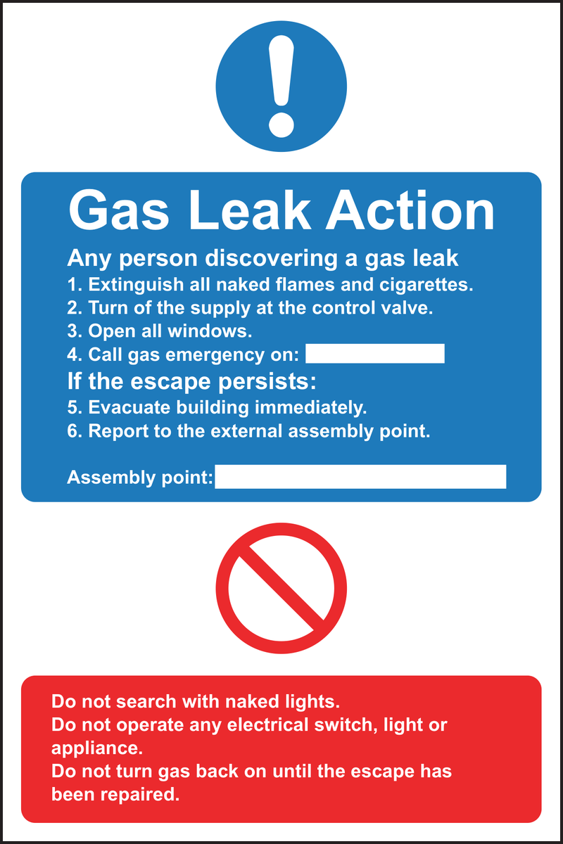 Gas Leak Action Sign