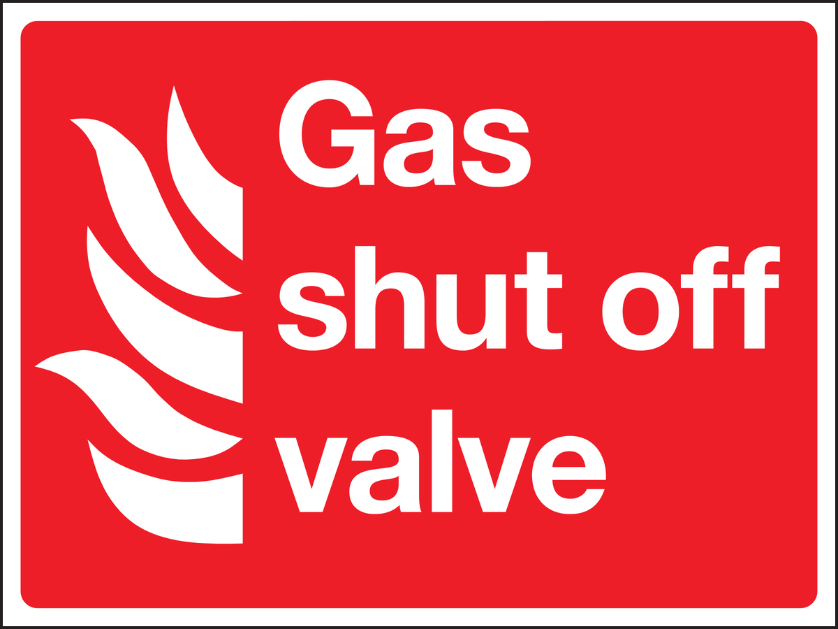 Gas shut off valve rectangular sign