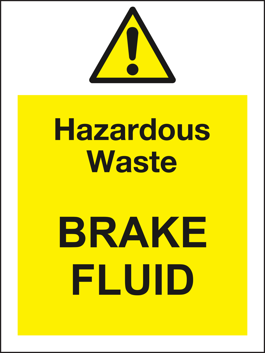 Hazardous waste brake fluid sign