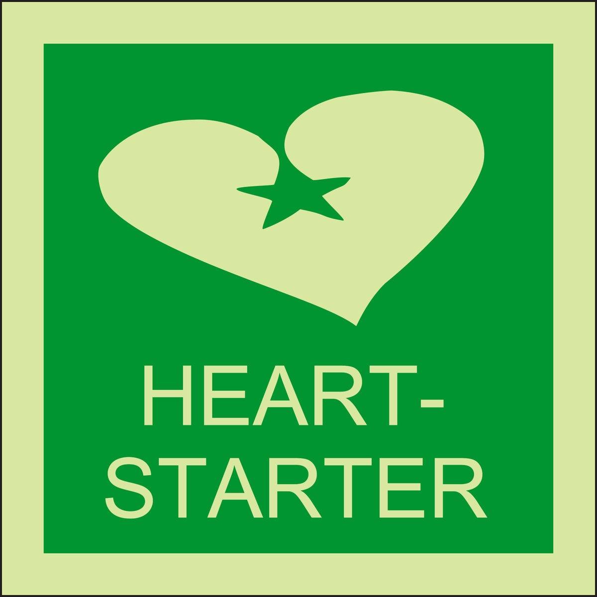 Heart Starter Photoluminescent IMO Safety Sign