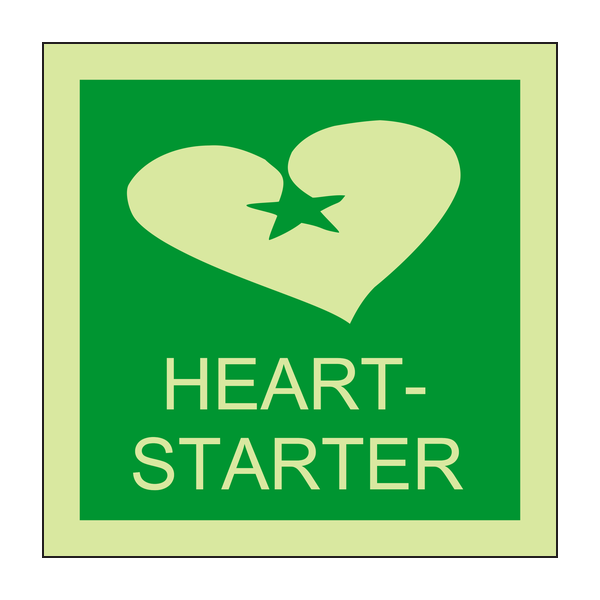Heart Starter Photoluminescent IMO Safety Sign Heart Starter Photoluminescent IMO Safety Sign