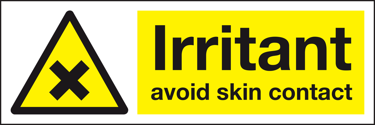 Irritant avoid skin contact sign