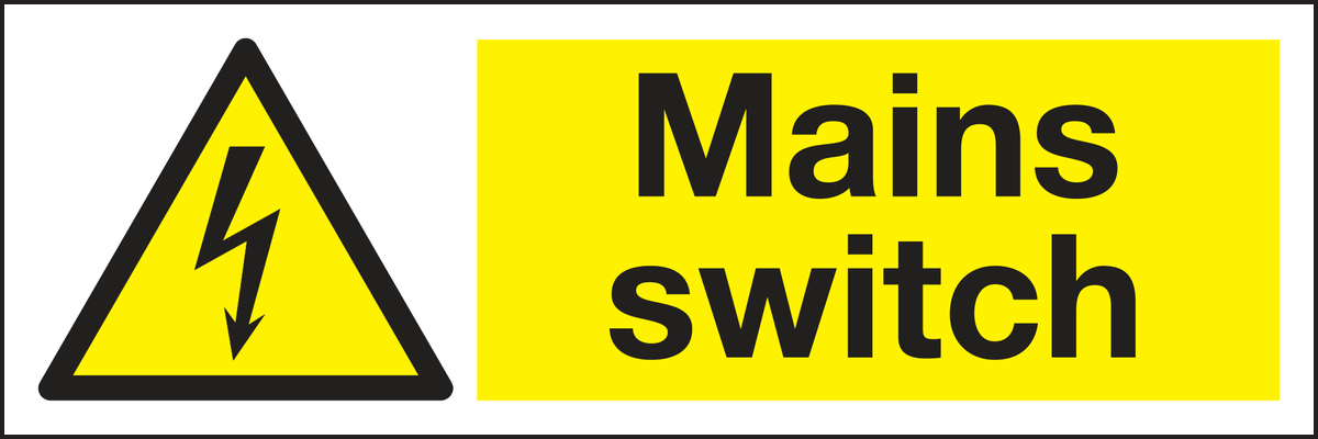 Mains switch sign