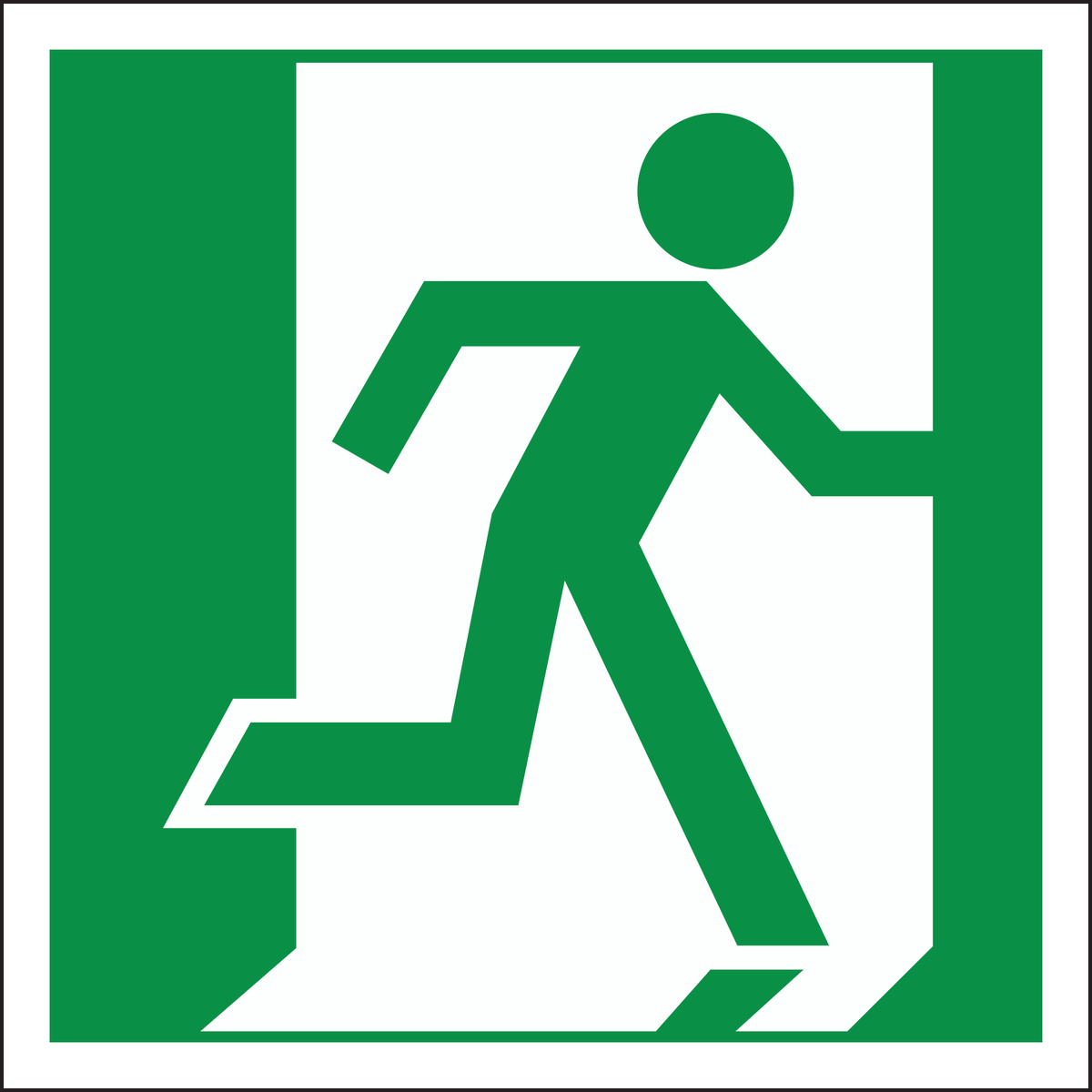 Man door exit right sign 