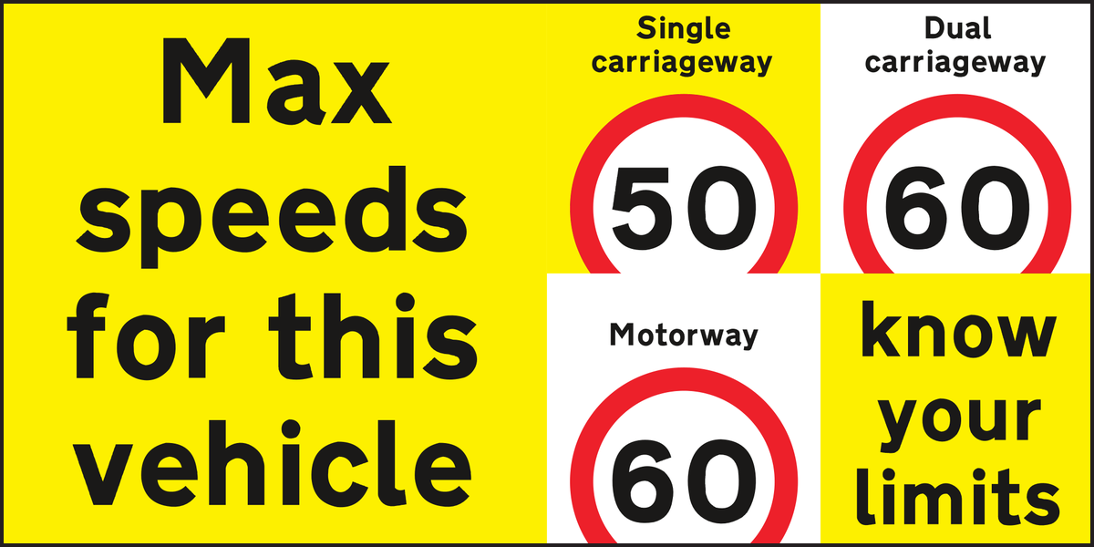 Max speeds for this vehicle are 50mph 60mph and 60mph sign