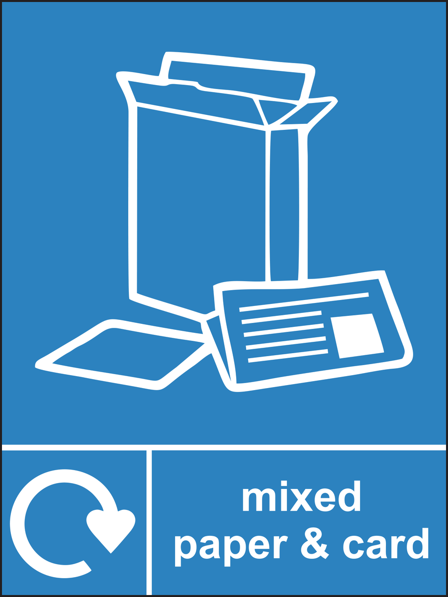 Mixed Paper & Card Recycling Sign