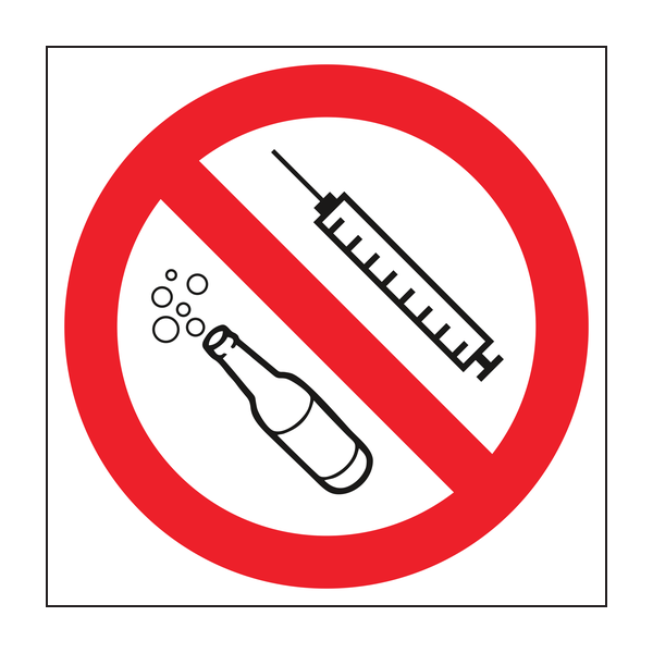No alcohol or drugs symbol sign No alcohol or drugs symbol sign