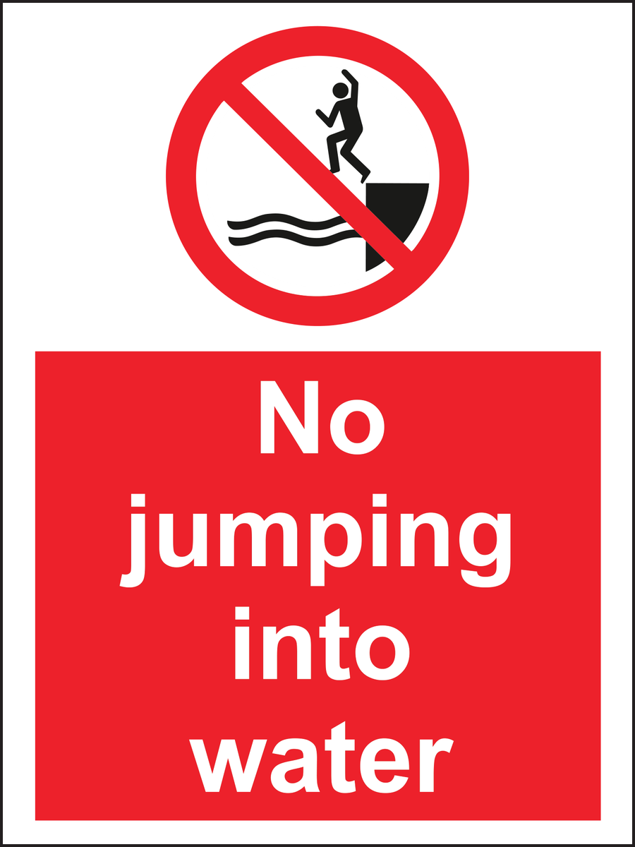 No jumping into water sign