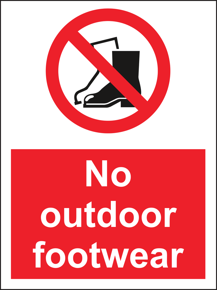 No Outdoor Footwear Sign