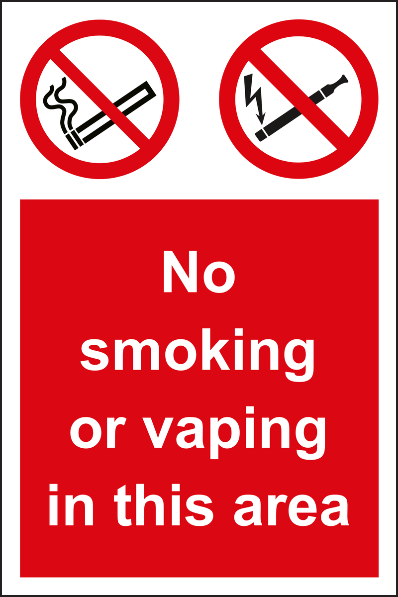 No smoking or vaping in this area sign