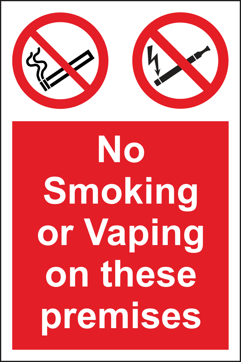 No Smoking or Vaping on these premises sign