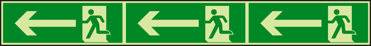 Photoluminescent Arrows left rigid pvc safety panels for low level emergency lighting