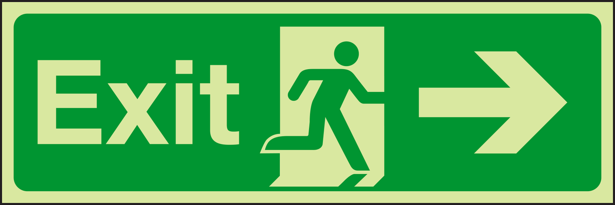 Photoluminescent Exit arrow right sign