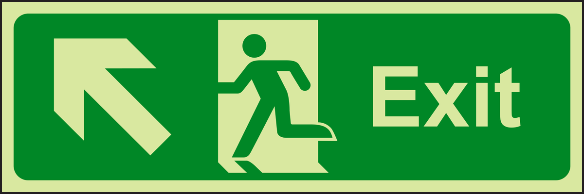 Photoluminescent Exit arrow up left sign