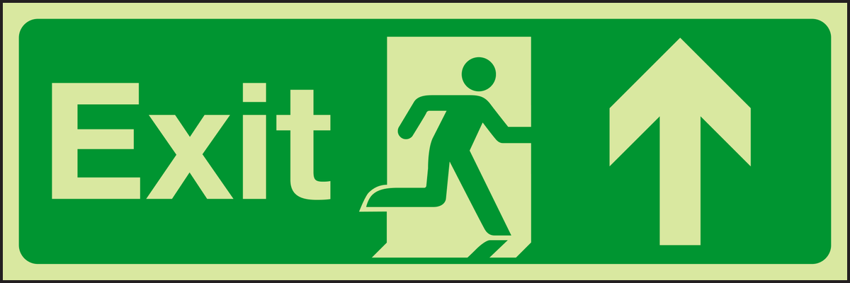 Photoluminescent Exit arrow up sign