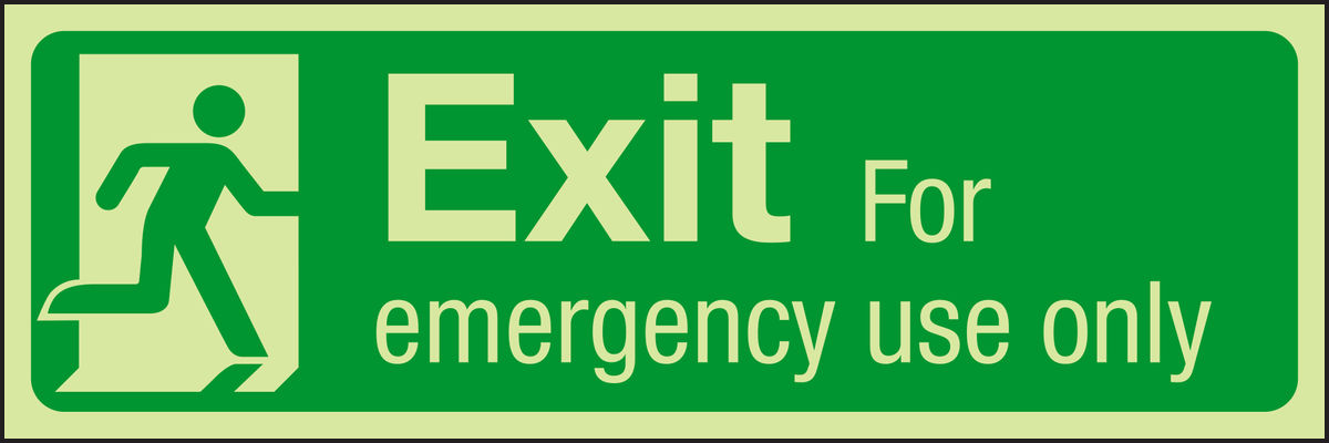 Photoluminescent Exit for emergency use only sign