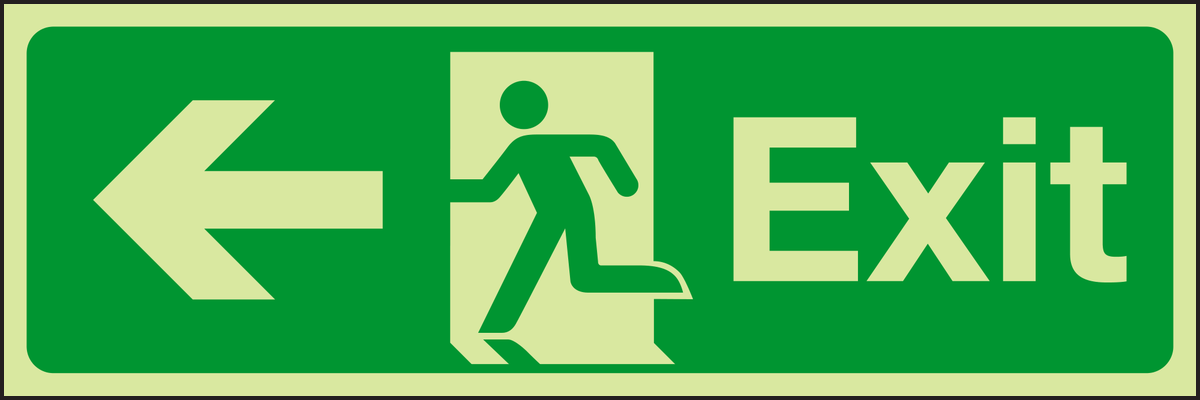 Photoluminescent Exit left sign