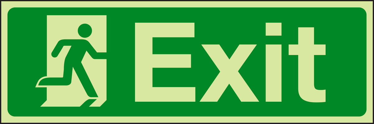 Photoluminescent Exit right sign