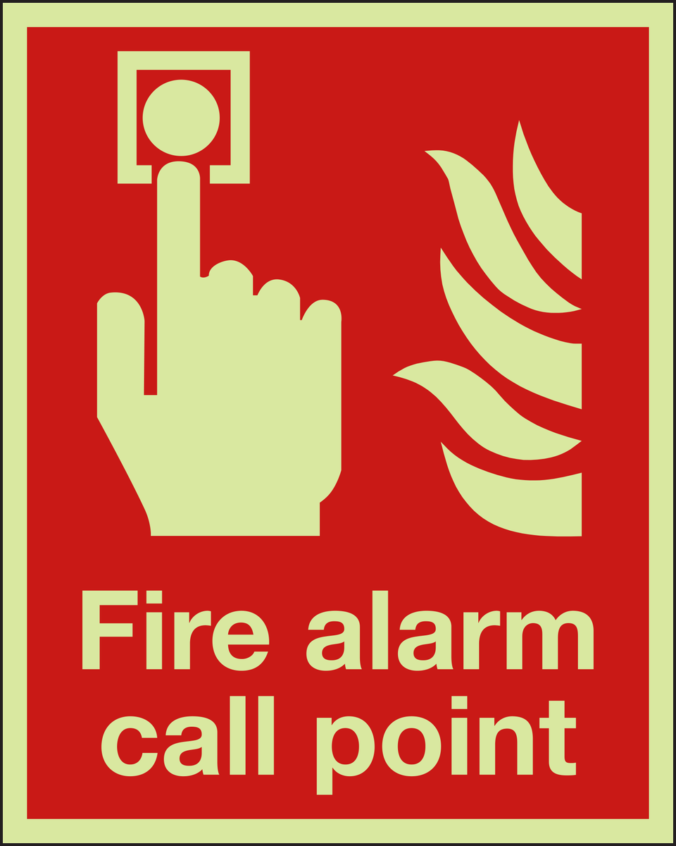 Photoluminescent Fire alarm call point sign