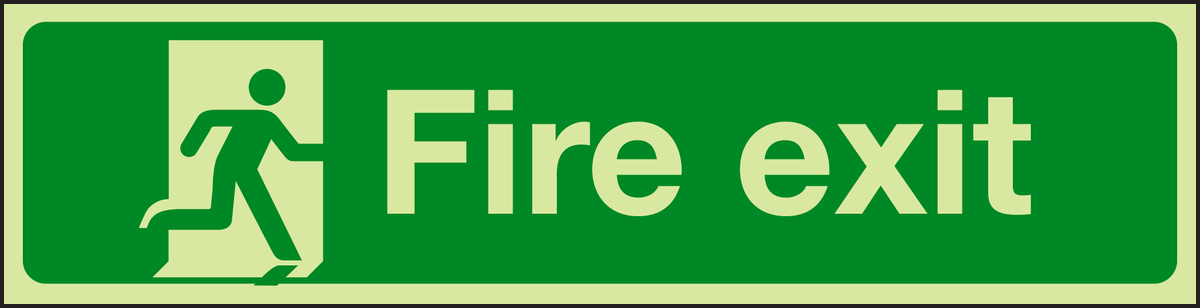 Photoluminescent Fire exit right sign