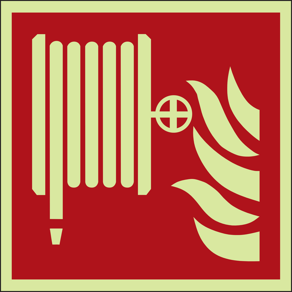 Photoluminescent Fire hose reel symbol sign