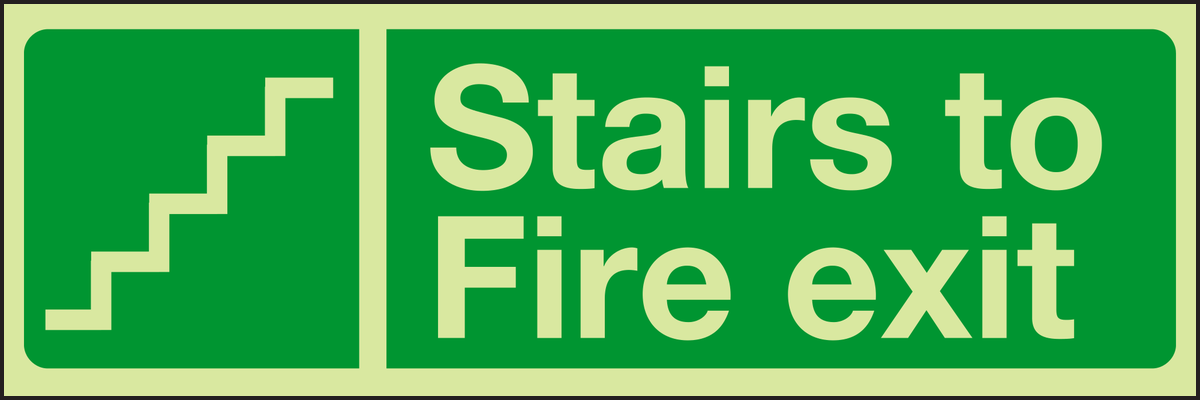 Photoluminescent Stairs to fire exit sign
