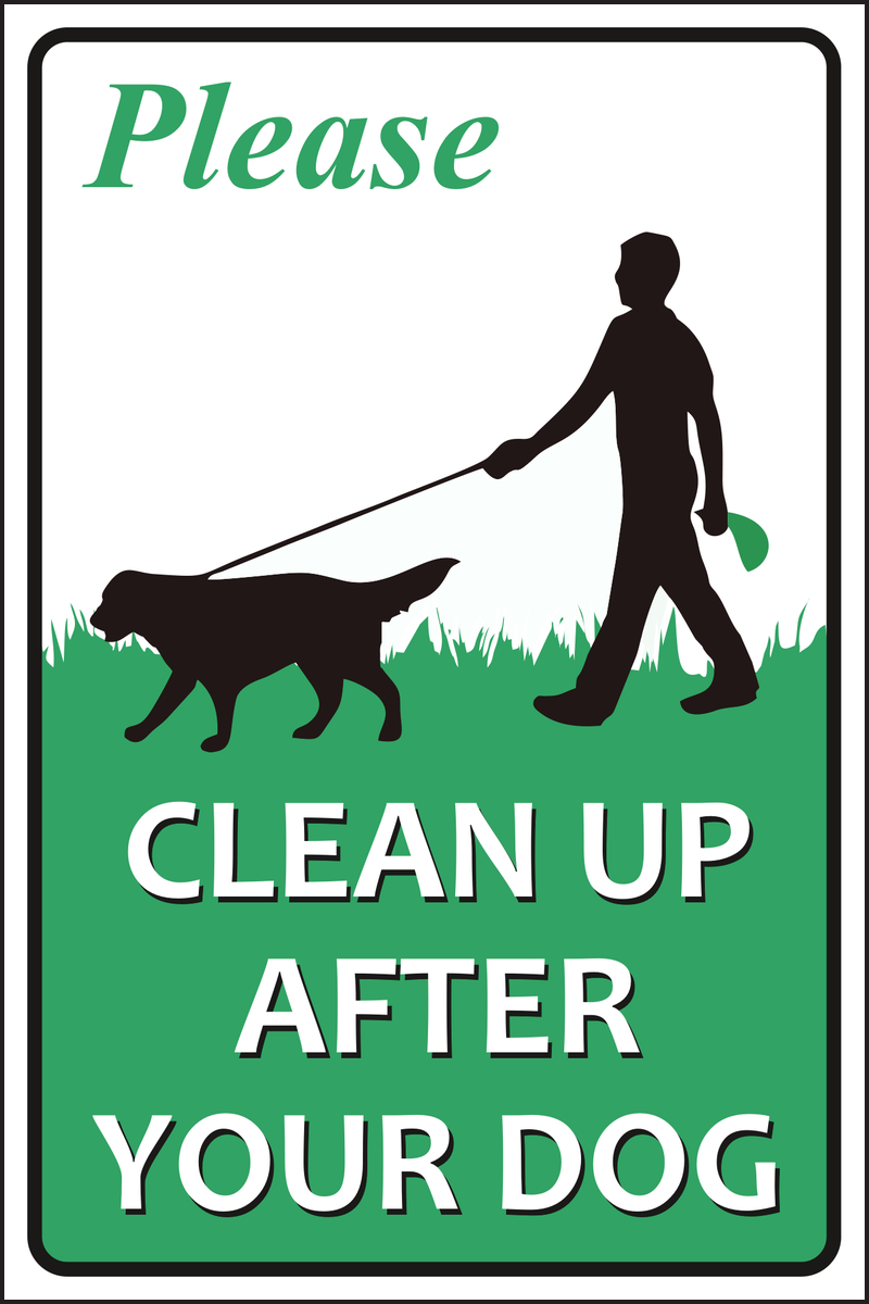 Please clean up after your dog sign