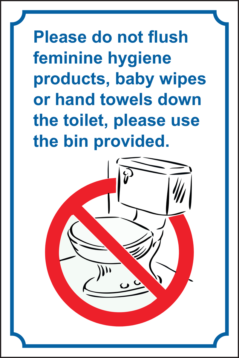 Please do not flush feminine hygiene sign