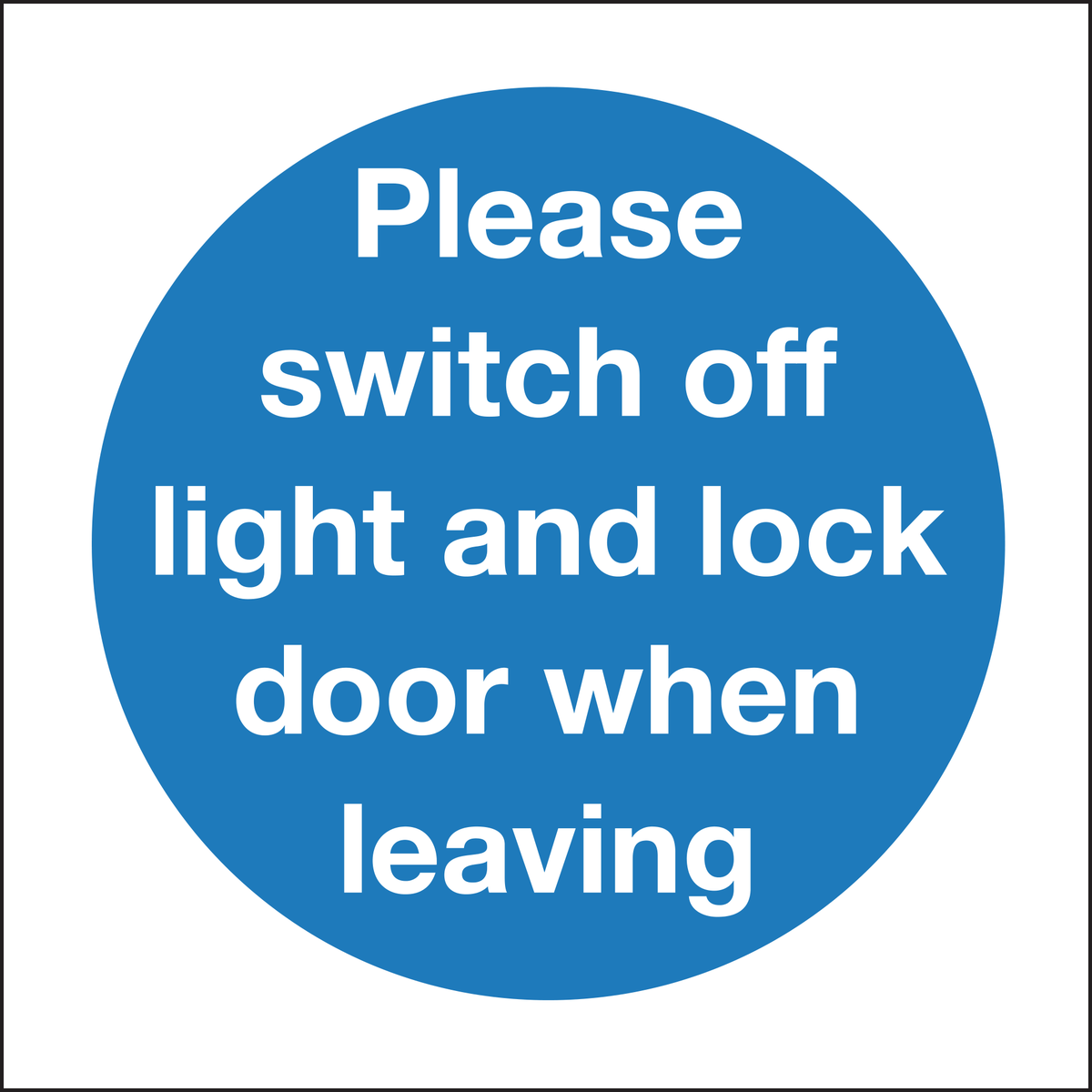 Please switch off light and lock door when leaving sign