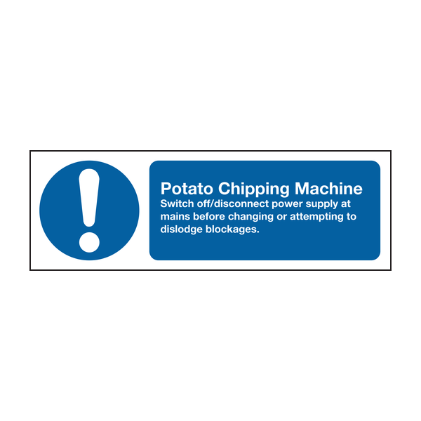 Potato chipping machine rules sign Potato chipping machine rules sign