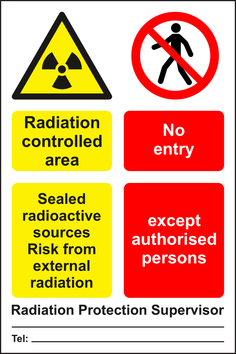 Radiation controlled area sealed radioactive sources sign