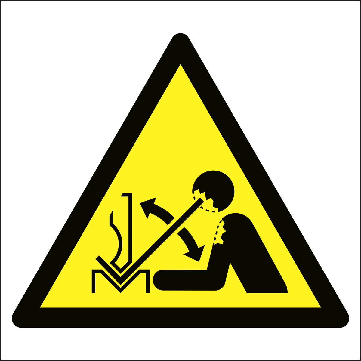 Rapid Movement of Workpiece in Press Brake Hazard Symbol Sign