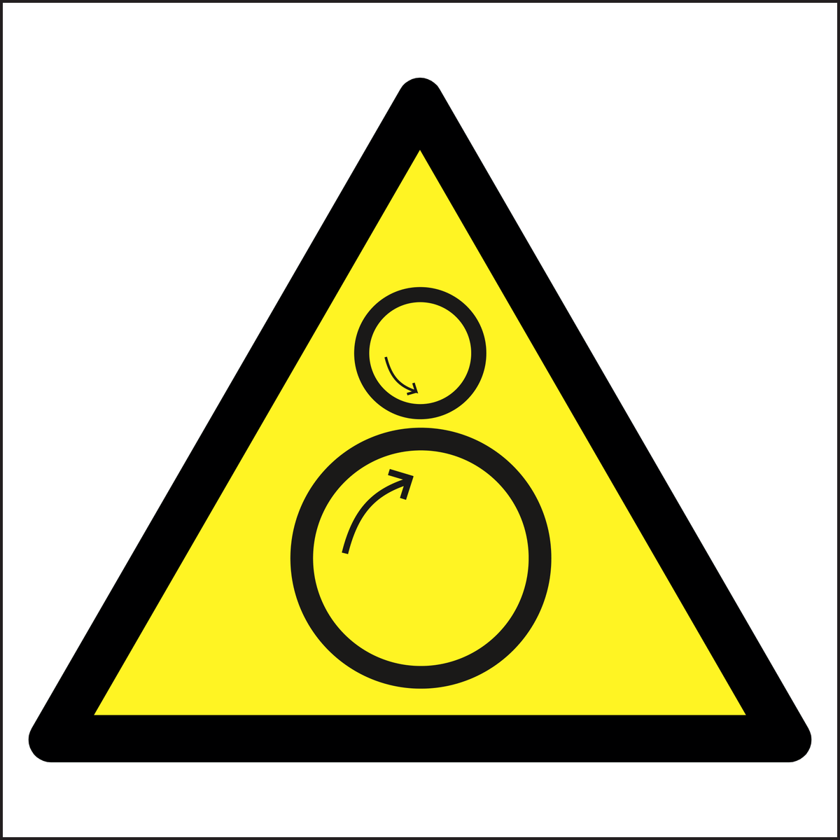 Rotating roller hazard symbol sign