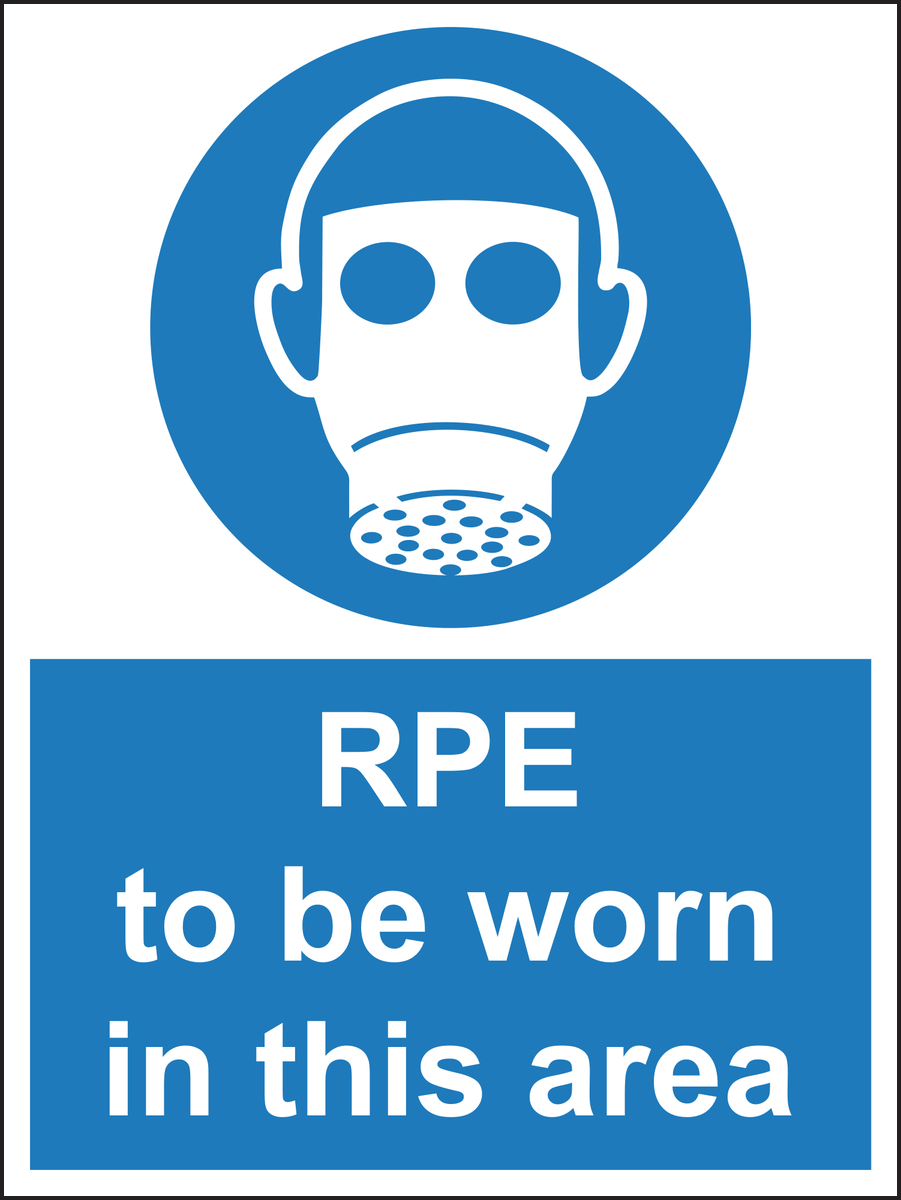 RPE to be worn in this area sign