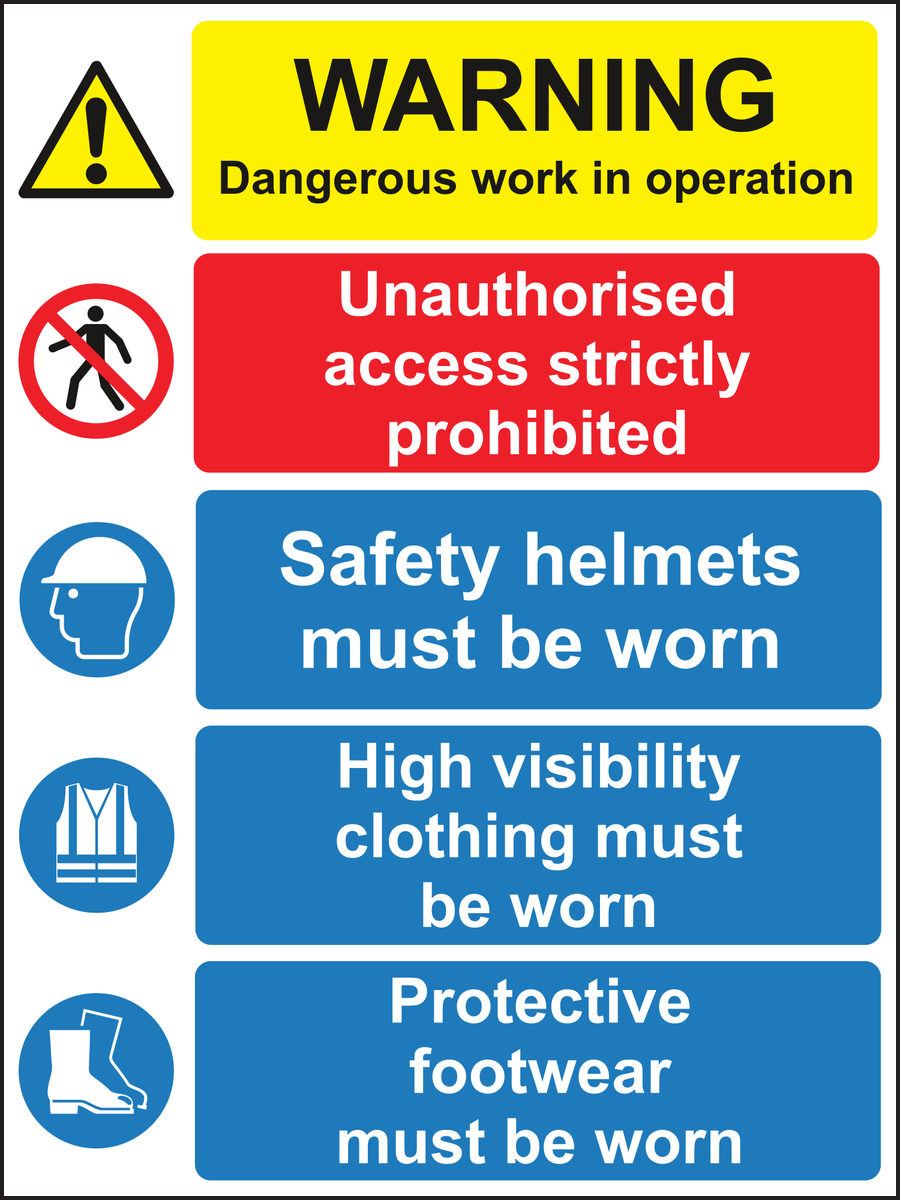 Site Safety Sign - Dangerous Work In Operation PPE must be Worn