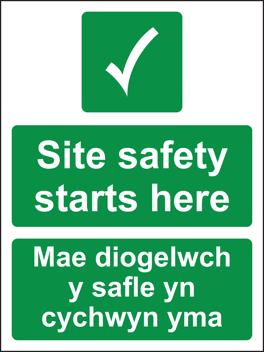 Site Safety Starts Here Sign / mae diogelwch y safle yn cychwyn yma arwydd  