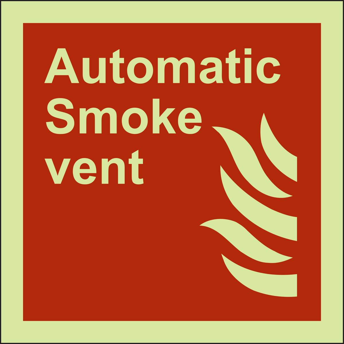 Smoke vent manual control Photoluminescent sign