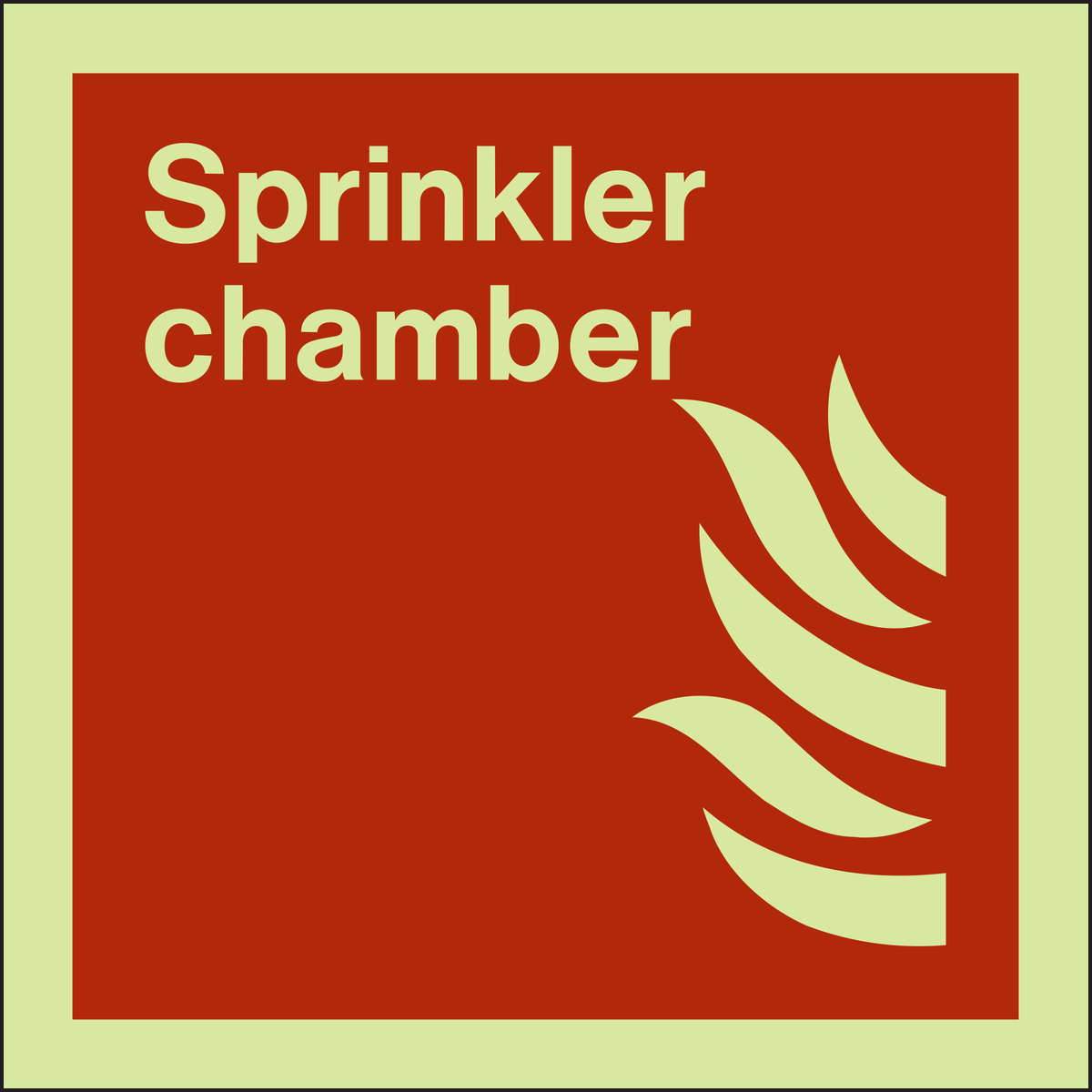 Sprinkler chamber Photoluminescent sign
