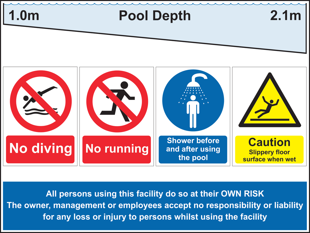 Swimming Pool Rules & Depths Sign
