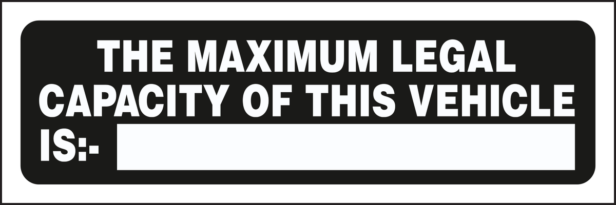 The maximum legal capacity of this vehicle is sign
