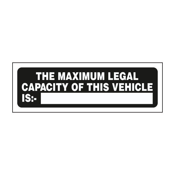 The maximum legal capacity of this vehicle is sign The maximum legal capacity of this vehicle is sign
