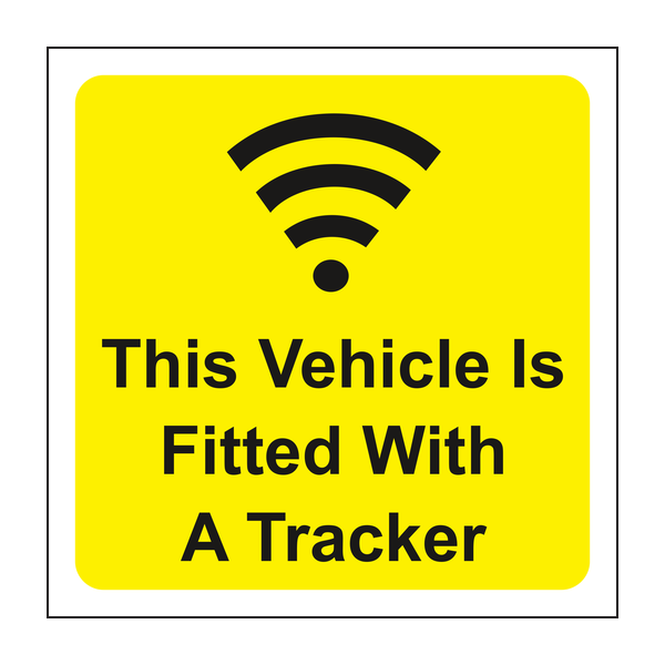 This vehicle is fitted with a tracker sign 