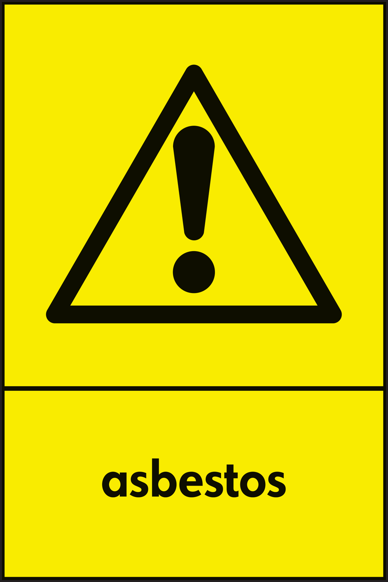warning asbestos recycling sign