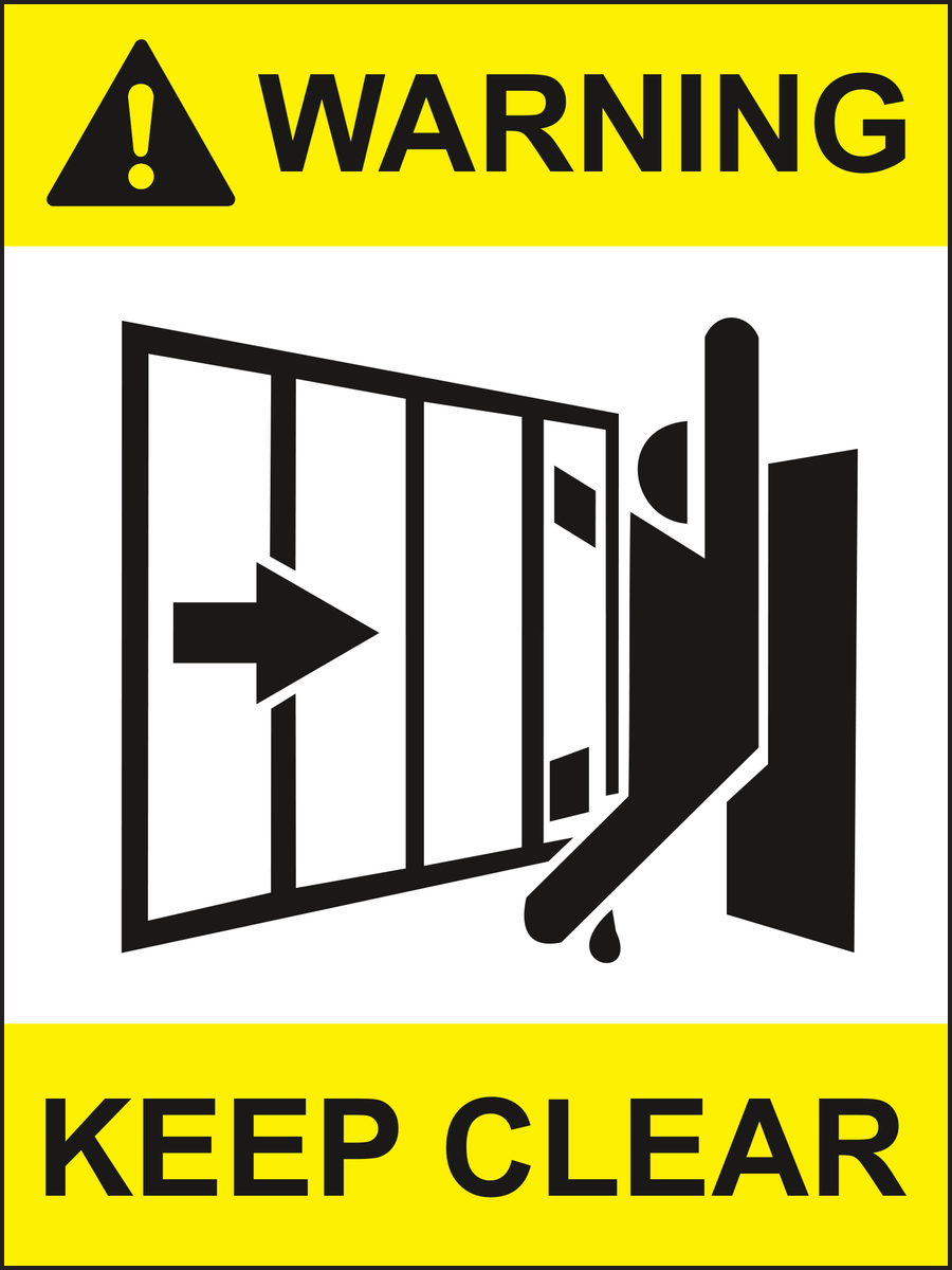 Warning Keep Clear of Gates Sign