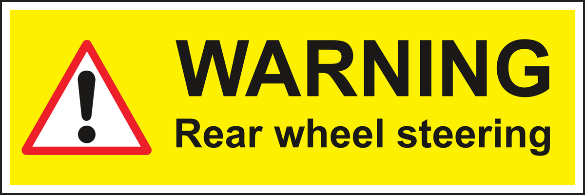 Warning Rear wheel steering sign