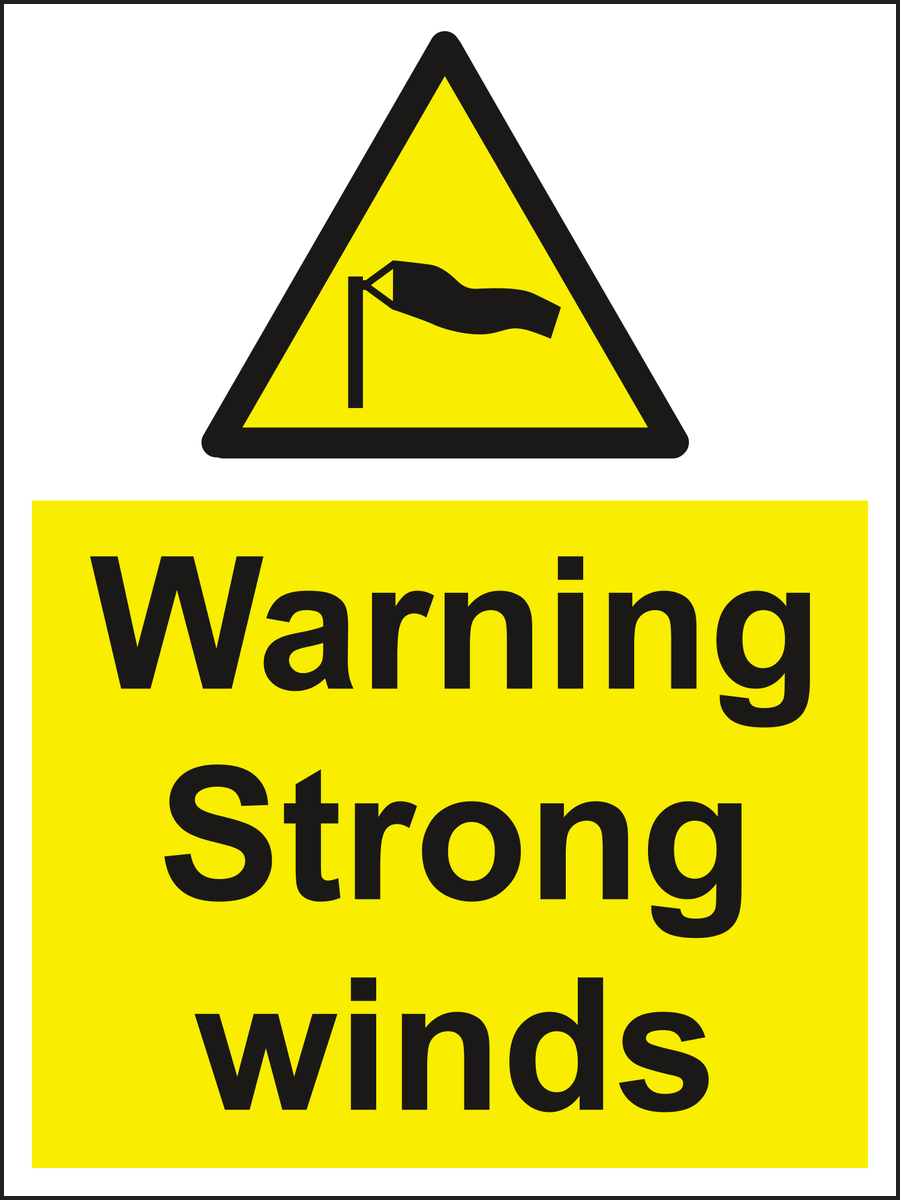 Warning Strong winds sign