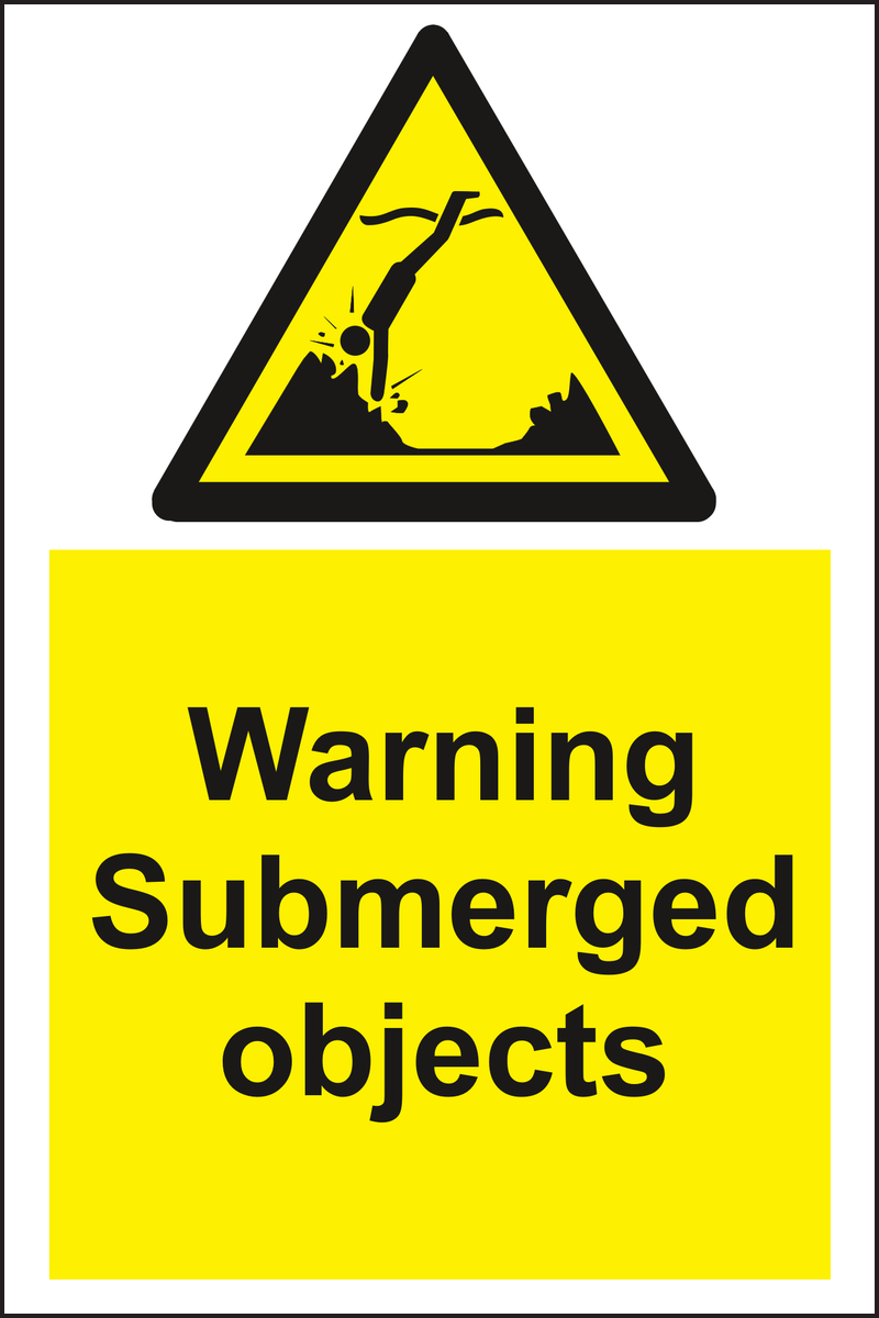 Warning submerged objects sign