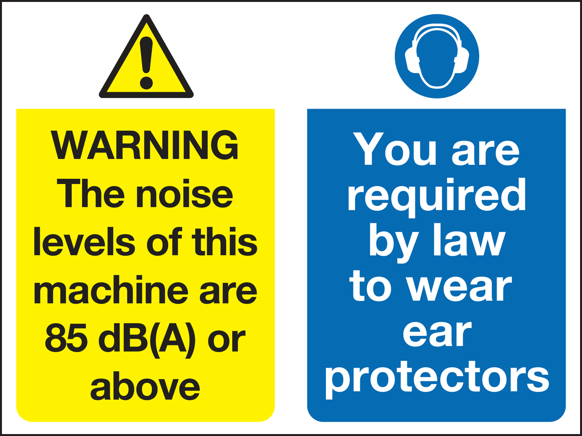 Warning the noise levels of this machine are 85 dB(A) or above sign