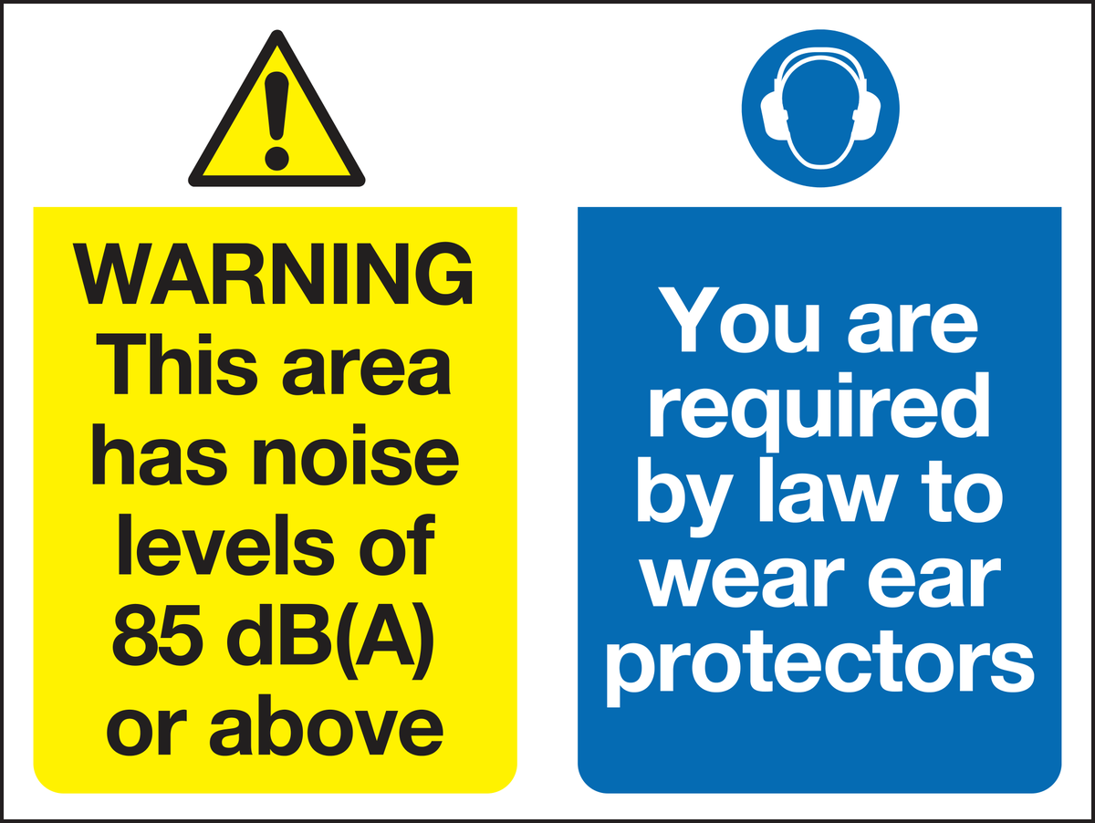 Warning this area may have noise levels between 85 dB(A) or above sign